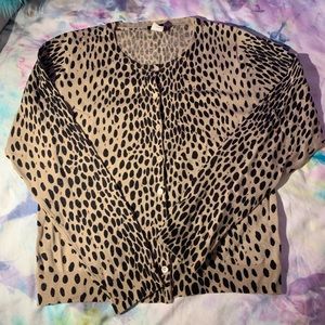 100% Merino Wool J. Crew Leopard Cardigan Sweater
